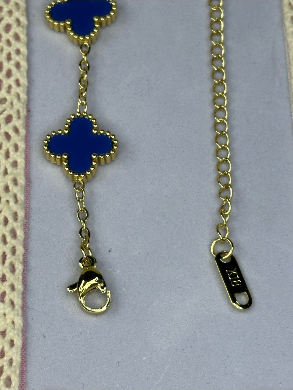 Delicate Blue Clover Link Bracelet - Women's Accessories - Picture 4 of 5